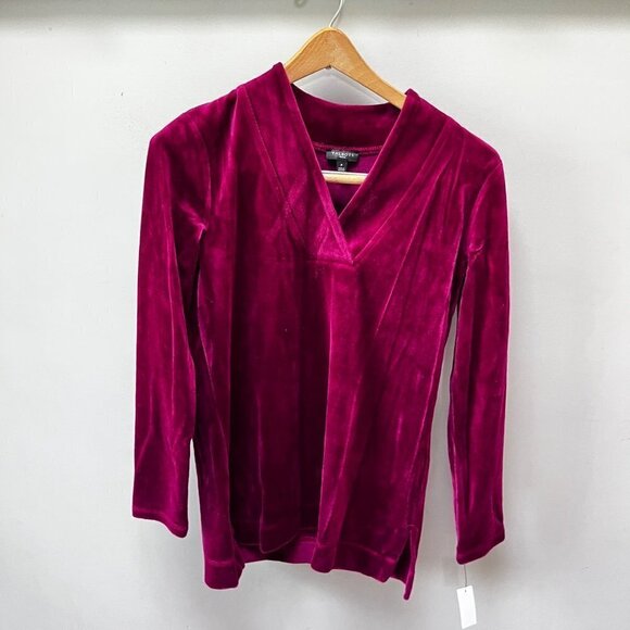 NEW Talbots Luxe Velour Easy V-Neck Top- Size Small‎ P - Picture 1 of 5